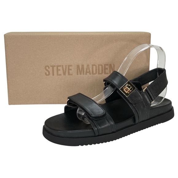 Steve Madden Mona Black Leather Slingback Womens Sandals Size 10M - Picture 14 of 14